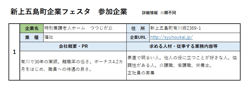 新上五島町企業フェスタ 中止のお知らせ